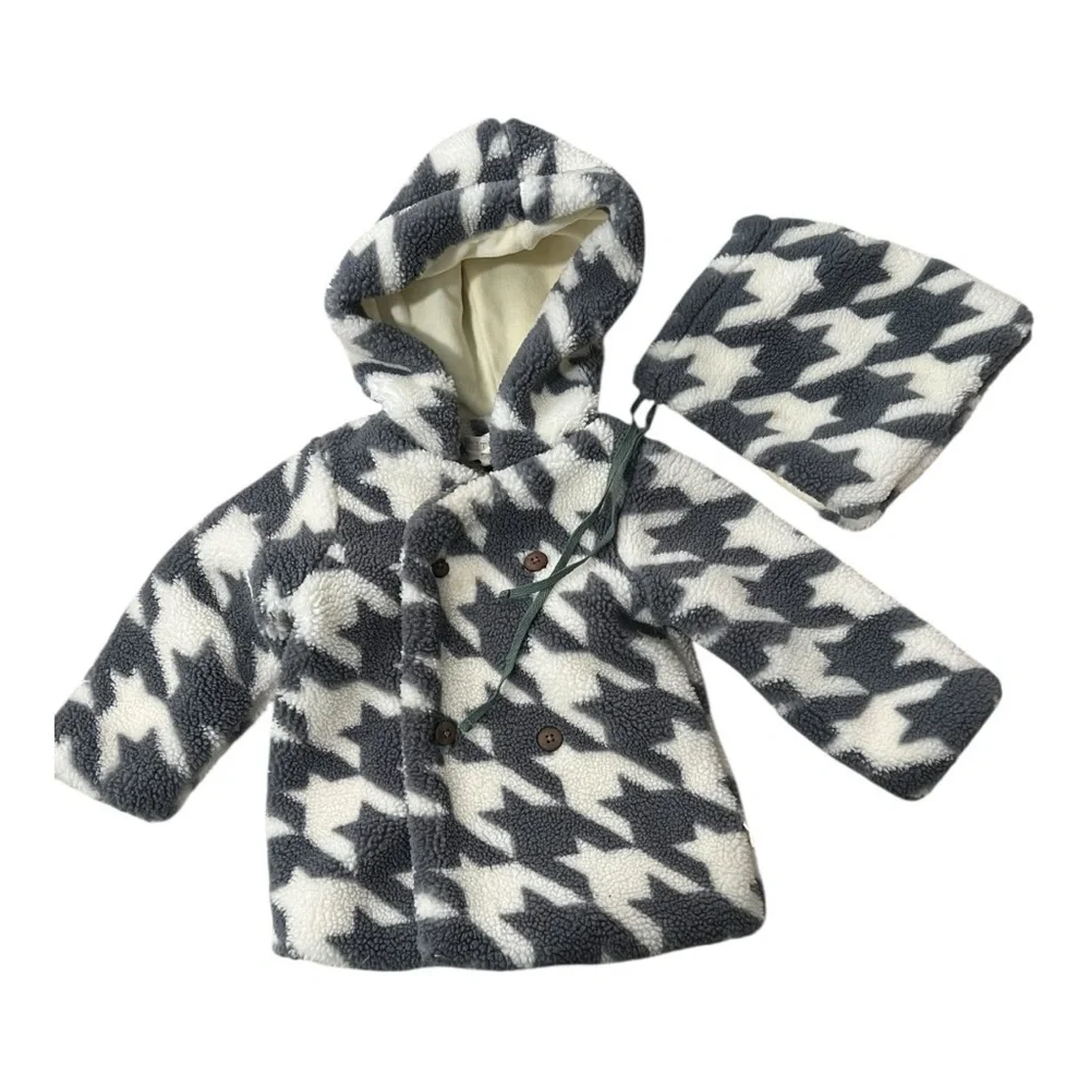 Citrine houndstooth hooded